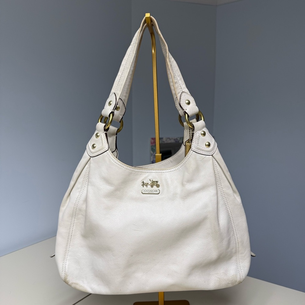 Vintage Coach Madison Maggie White Leather Shoulder Bag